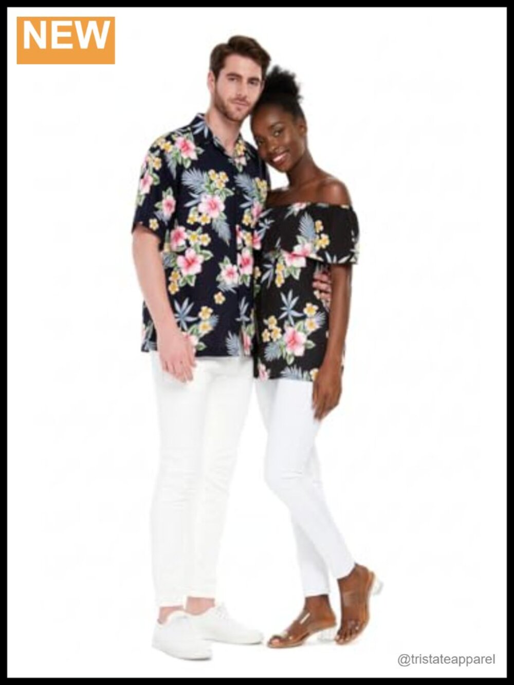 Women's Off-Shoulder Ruffle Muumuu Top Matching Hawaiian Shirt Rayon Floral